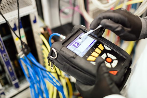 Technician working in network card labaratory